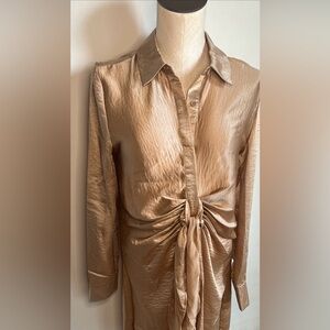 Steve Madden tie curious dress long sleeve champagne  Small